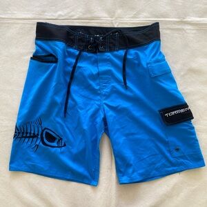 Tormenter Patriot 5 Pocket Embroidered Logo Blue Men's Swim Shorts Trunks 34